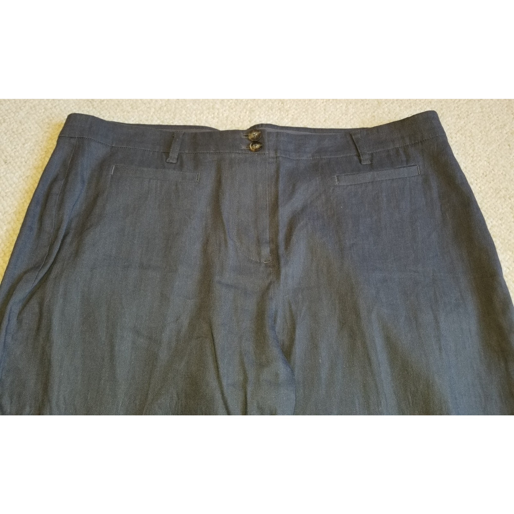 Womens Pants-J. JILL-dark gray "linen stretch" straight leg Classic Resort-14 - Picture 2 of 4
